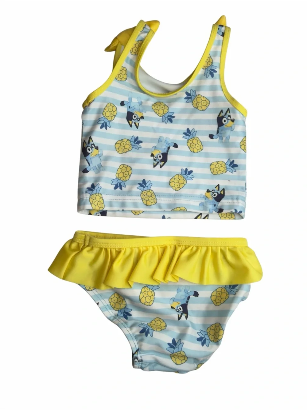 Bluey Yellow & Light Blue Pineapple Tankini Set 18 mo bingo and bluey